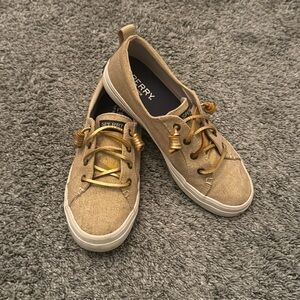 gold sperry sneakers